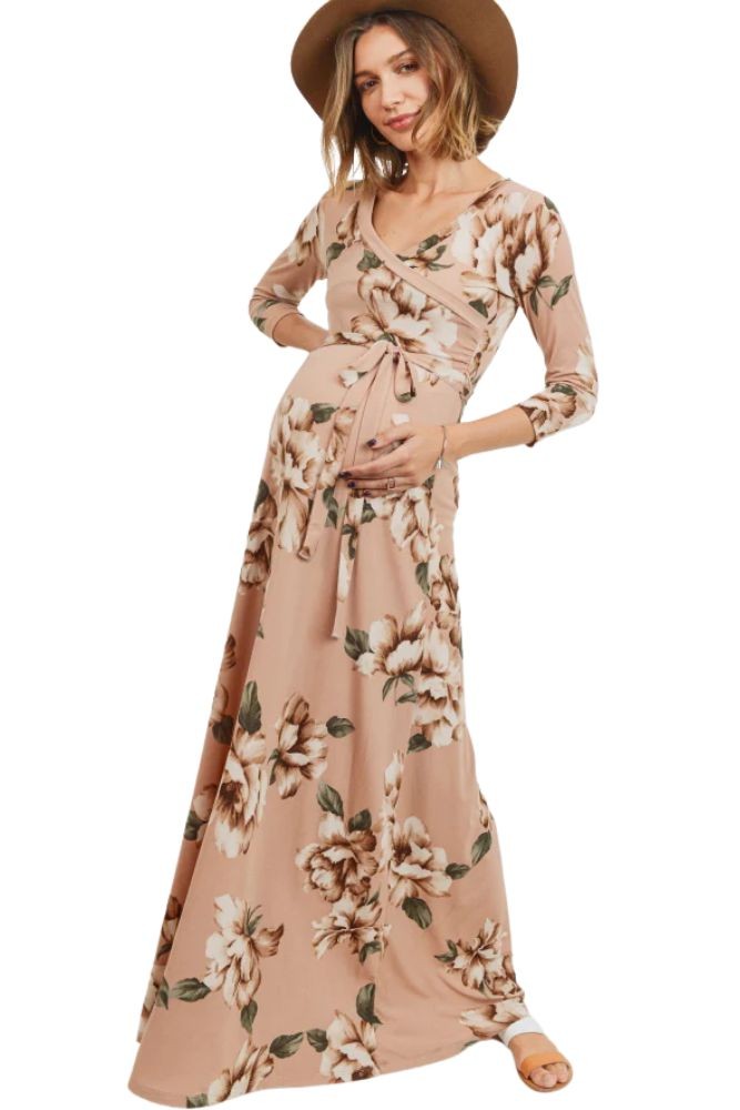 Blush Floral Maternity/Nursing Maxi Dress Blush / Medium