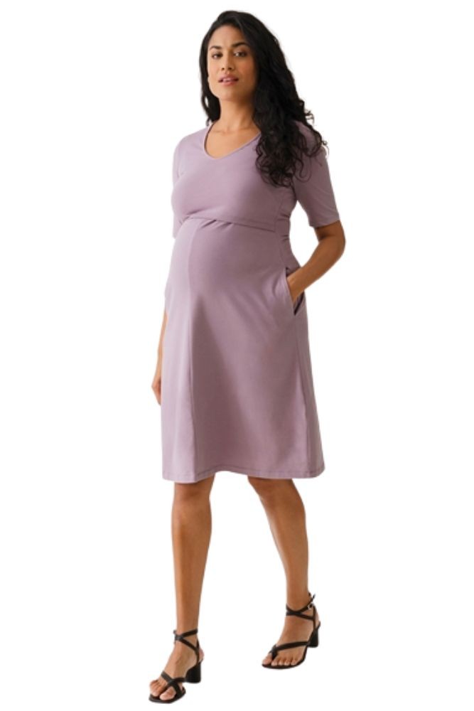 A shaped nursing dress short sleeve, Maternity dress / Nursing dress
