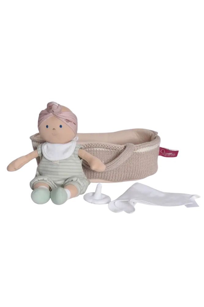 Baby Remi with Knitted Carry Cot, Soother & Blanket Set
