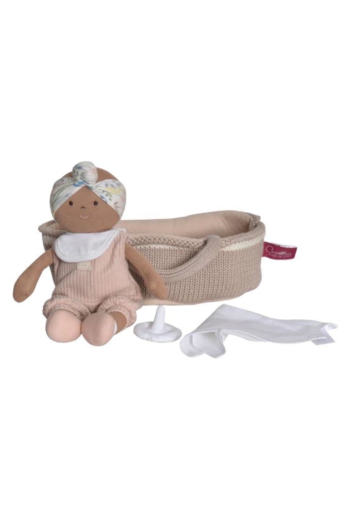 Baby Rheya with Knitted Carry Cot, Soother & Blanket Set