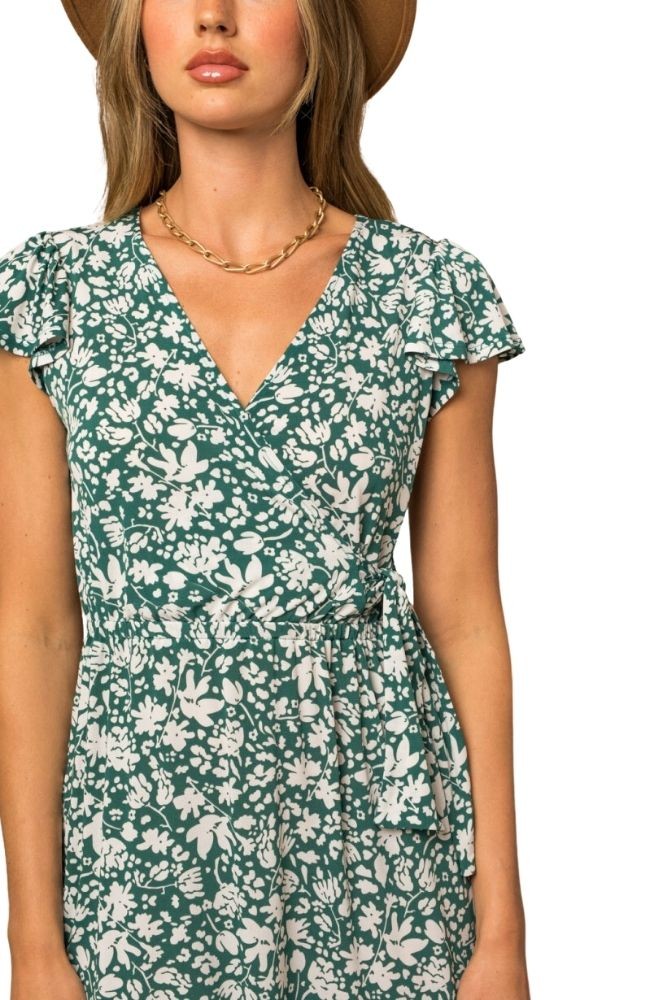 Jayden Faux Wrap Dress in Jade White Floral Jayden Faux Wrap Dress in Jade White Floral