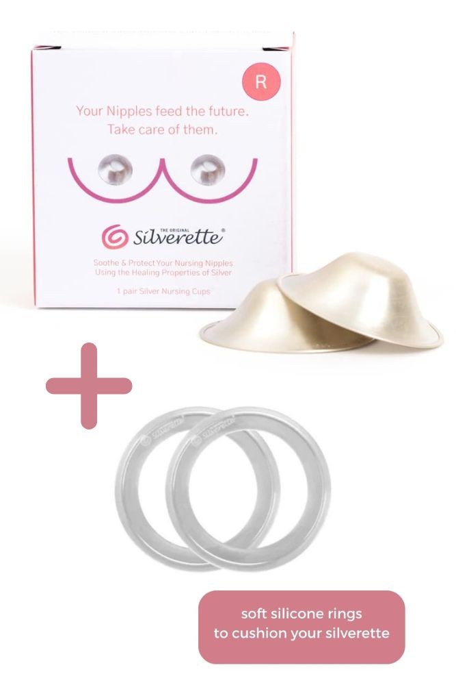 Silverette Silver Nursing Cups (Regular Size) + Ofeel Silicone Ring Bundle (925 Silver)